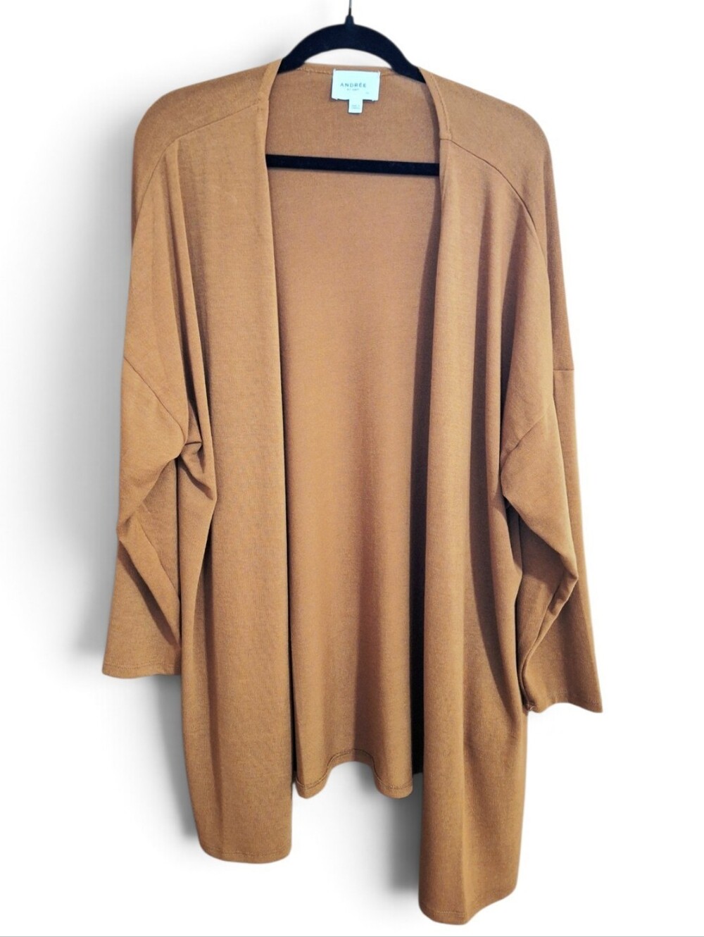 Women's Dark Mocha Open Front 3/4 Sleeve Plus Size Cardigan~1XL
